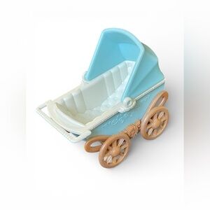 Calico Critters Sylvania Families Pram Stroller Baby Carriage Blue Epoch Vintage